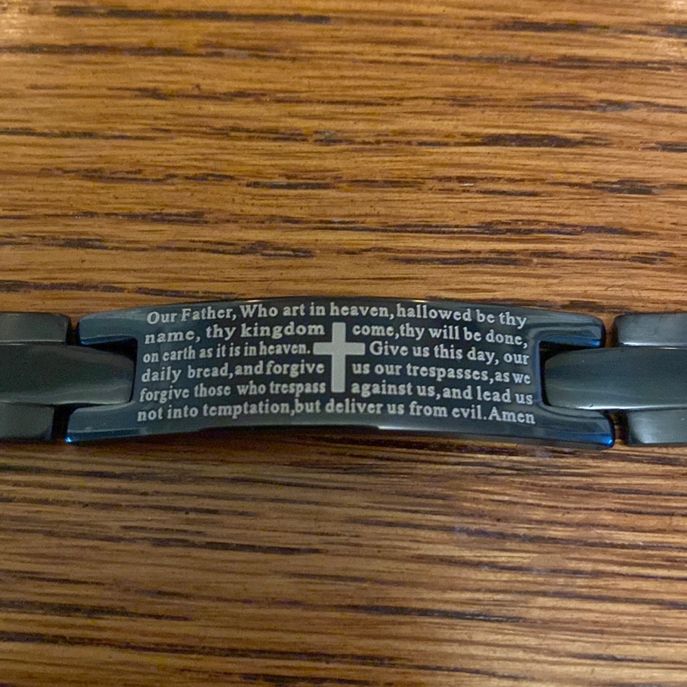 NWOT Black Chain Link Our Father Bracelet